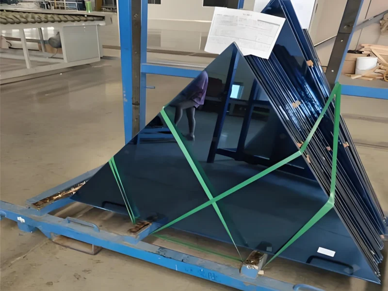 Blue triangle colored toughened glass