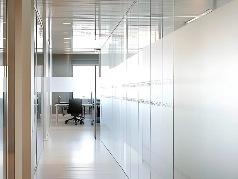 black frame glass partition wall