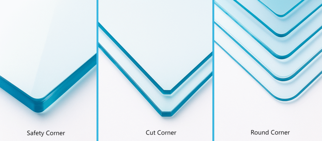 Corners processing of tempered glass
