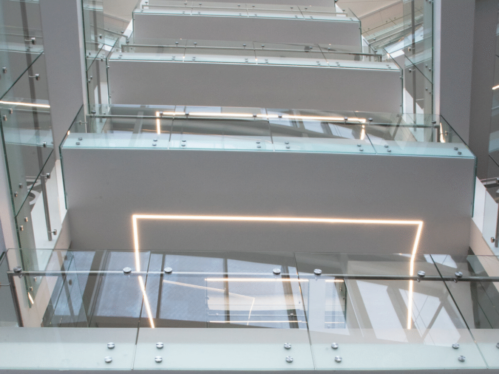 Laminated glass railings building