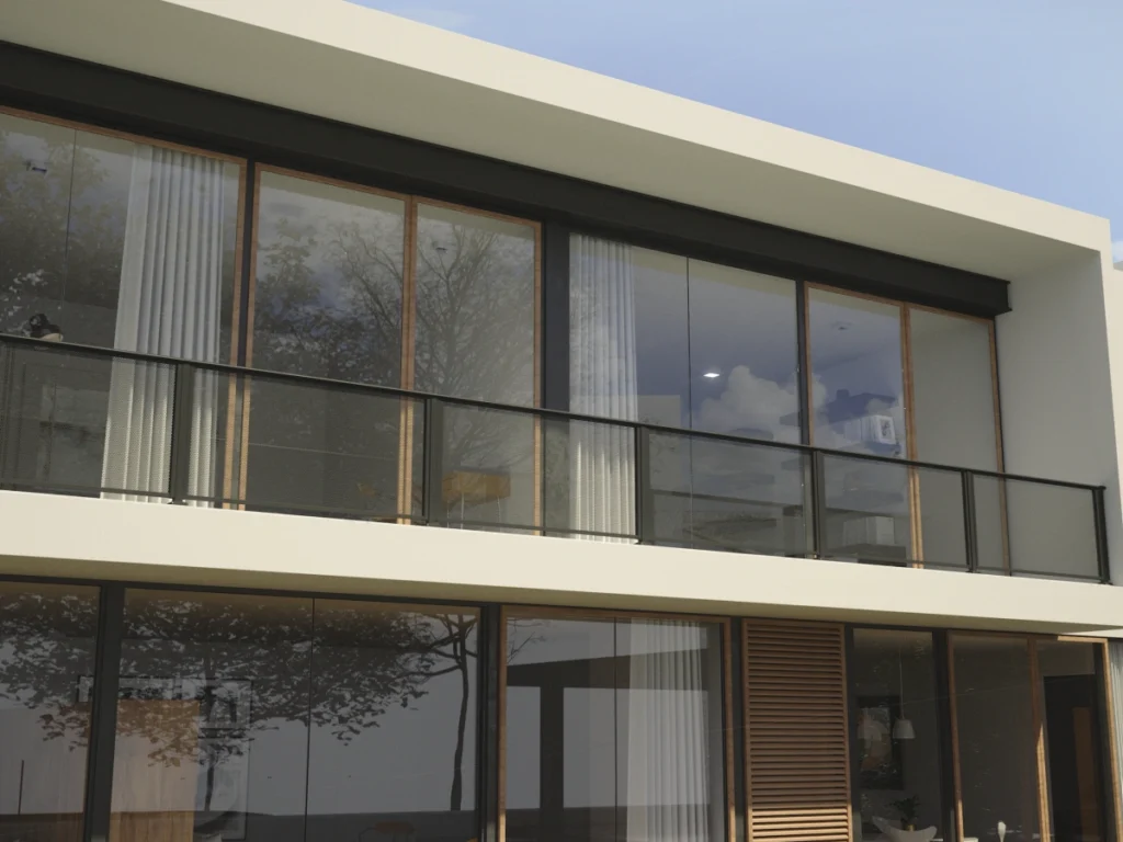 aluminum framed glass railing