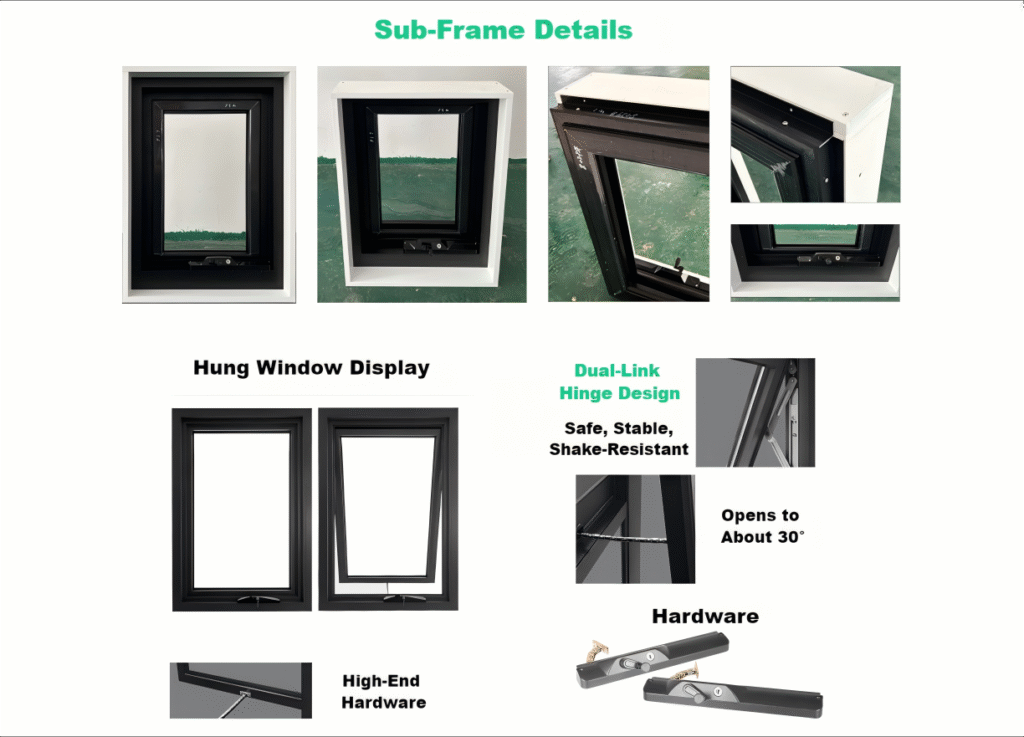 Glass aluminum window single hung